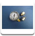 Adapter-gauge set, stainless steel or brass